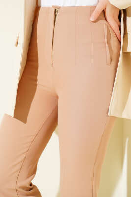 Bel Pensli Dar Paça Kumaş Pantolon Latte - Pantolon