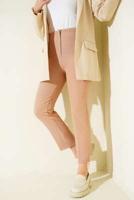 Bel Pensli Dar Paça Kumaş Pantolon Latte - Pantolon