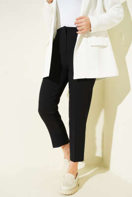 Bel Pensli Dar Paça Kumaş Pantolon Siyah - ZAZA