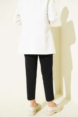 Bel Pensli Dar Paça Kumaş Pantolon Siyah - Pantolon