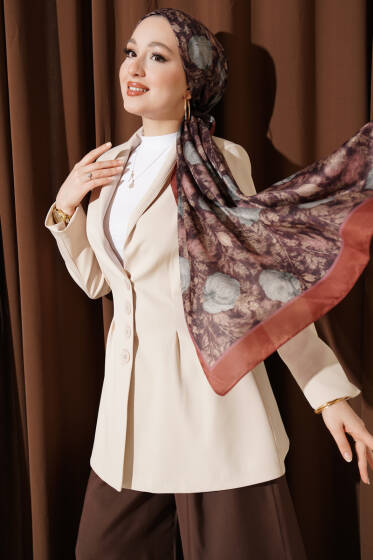 Bel Pensli Düğmeli Blazer Ceket Bej - Ceket