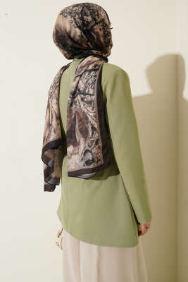 Bel Pensli Düğmeli Blazer Ceket Çağla Yeşili - Ceket