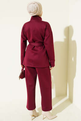 Bel Pensli Kuşaklı Scuba İkili Takım Bordo - İkili Takım
