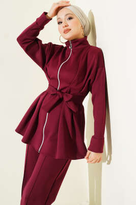 Bel Pensli Kuşaklı Scuba İkili Takım Bordo - İkili Takım