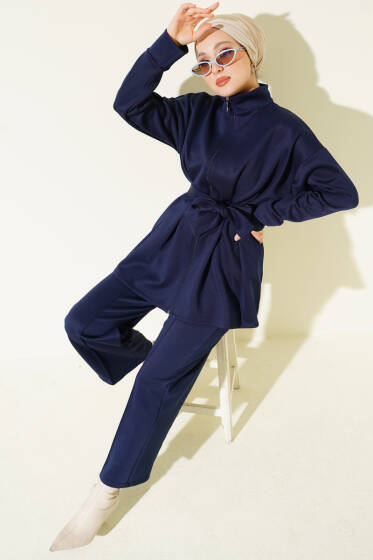 Bel Pensli Kuşaklı Scuba İkili Takım Lacivert - İkili Takım