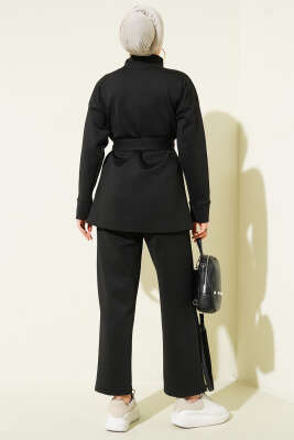 Bel Pensli Kuşaklı Scuba İkili Takım Siyah - İkili Takım