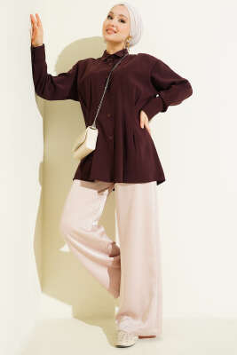 Bel Pensli Modal Gömlek Bordo - 500-700 TL Ürünler