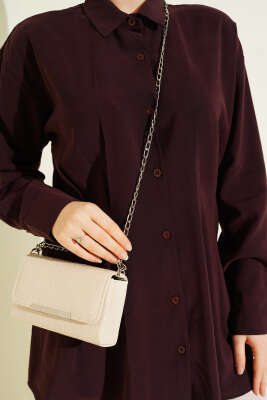 Bel Pensli Modal Gömlek Bordo - Gömlek