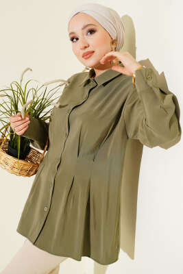 Bel Pensli Modal Gömlek Haki - DESTİNA