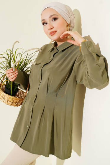 Bel Pensli Modal Gömlek Haki - Gömlek