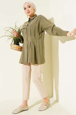 Bel Pensli Modal Gömlek Haki - Gömlek