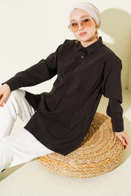 Bel Pensli Modal Gömlek Siyah - DESTİNA