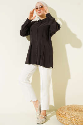 Bel Pensli Modal Gömlek Siyah - Gömlek