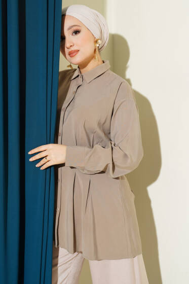 Bel Pensli Modal Gömlek Vizon - Gömlek