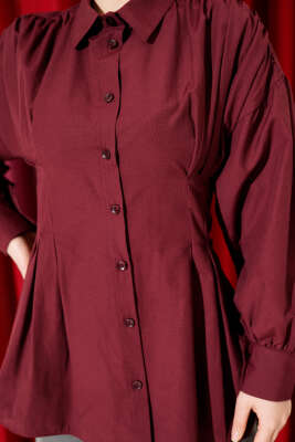 Bel Pensli Poplin Gömlek Bordo - Gömlek