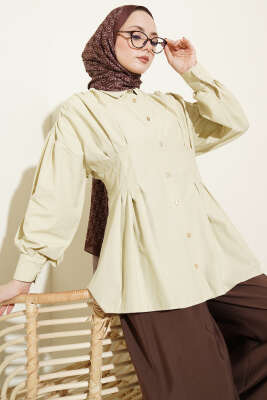 Bel Pensli Poplin Gömlek Çağla Yeşili - DUFON