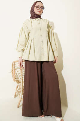 Bel Pensli Poplin Gömlek Çağla Yeşili - Gömlek