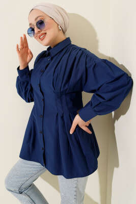 Bel Pensli Poplin Gömlek Lacivert - DUFON