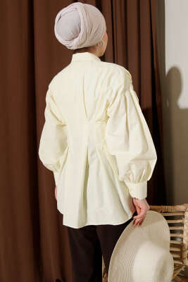 Bel Pensli Poplin Gömlek Sarı - Gömlek