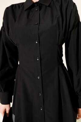 Bel Pensli Poplin Gömlek Siyah - Gömlek