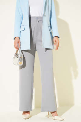 Bel Pileli Cepli Pantolon Gri - Yılın Fırsatı