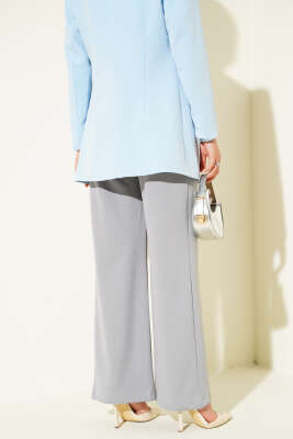 Bel Pileli Cepli Pantolon Gri - Yılın Fırsatı