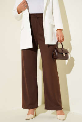 Bel Pileli Cepli Pantolon Kahve - Yılın Fırsatı