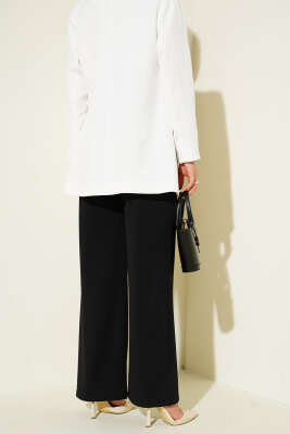 Bel Pileli Cepli Pantolon Siyah - Yılın Fırsatı