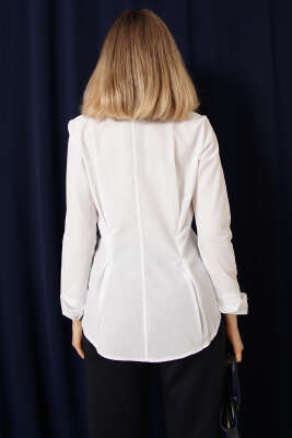 Bel Pileli Kısa Gömlek Beyaz - Kadın Giyim Modelleri
