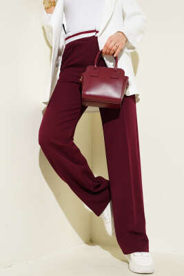 Bel Şeritli Palazzo Pantolon Bordo - 300-500 TL Ürünler