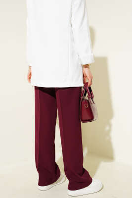 Bel Şeritli Palazzo Pantolon Bordo - 300-500 TL Ürünler