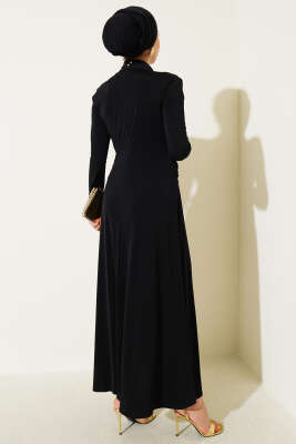 Bel Toka Detaylı Abiye Elbise Siyah - 700-1000 TL Ürünler