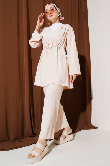 Bel Tünelli Ayrobin İkili Takım Bej - İkili Takım