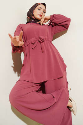Bel Tünelli Ayrobin Tunik İkili Takım Gül Kurusu - BIGDART