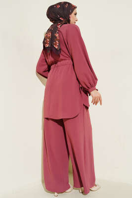 Bel Tünelli Ayrobin Tunik İkili Takım Gül Kurusu - İkili Takım