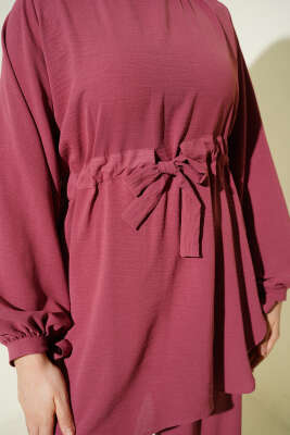 Bel Tünelli Ayrobin Tunik İkili Takım Gül Kurusu - İkili Takım