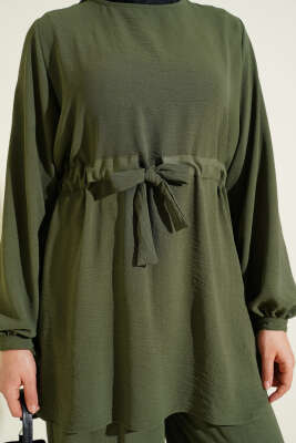 Bel Tünelli Ayrobin Tunik İkili Takım Haki - İkili Takım