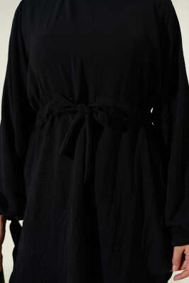 Bel Tünelli Ayrobin Tunik İkili Takım Siyah - İkili Takım