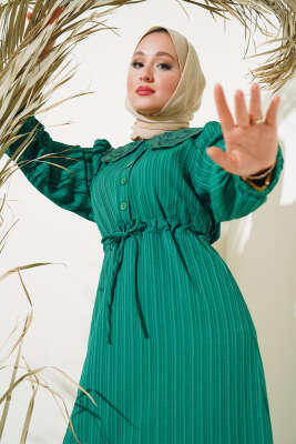 Bel Tünelli Bebe Yaka Elbise Benetton - Tesettür Elbise