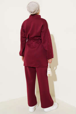 Bel Tünelli Boncuklu Scuba İkili Takım Bordo - Scuba Ürünler