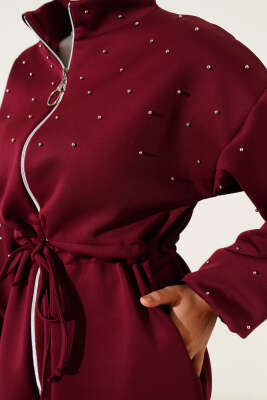 Bel Tünelli Boncuklu Scuba İkili Takım Bordo - Scuba Ürünler