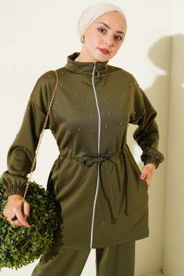 Bel Tünelli Boncuklu Scuba İkili Takım Haki - Scuba Ürünler