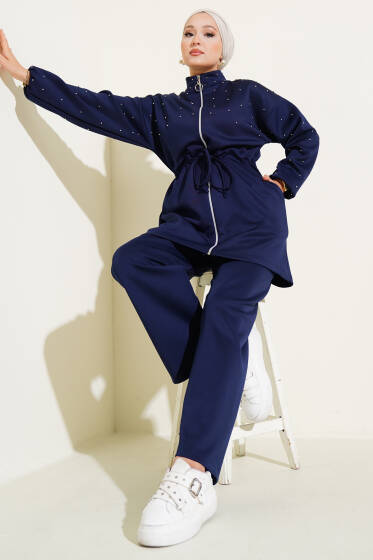 Bel Tünelli Boncuklu Scuba İkili Takım Lacivert - Scuba Ürünler