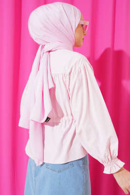 Bel Tünelli Büzgülü Kısa Gömlek Pembe - 300-500 TL Ürünler