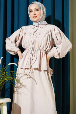 Bel Tünelli Büzgülü Tensel Etekli Takım Taş - İkili Takım