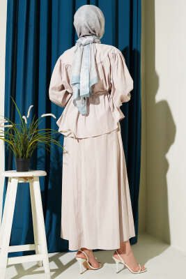 Bel Tünelli Büzgülü Tensel Etekli Takım Taş - İkili Takım