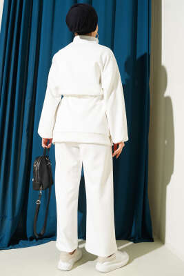 Bel Tünelli Cepli Scuba İkili Takım Beyaz - İkili Takım