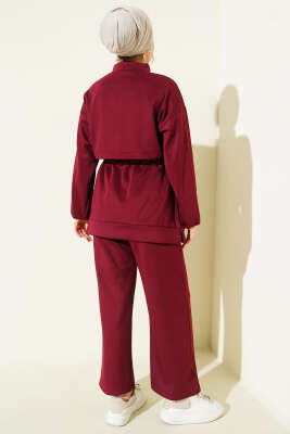 Bel Tünelli Cepli Scuba İkili Takım Bordo - İkili Takım