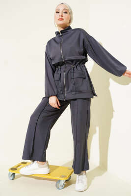 Bel Tünelli Cepli Scuba İkili Takım Füme - NESSİA