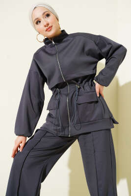 Bel Tünelli Cepli Scuba İkili Takım Füme - İkili Takım